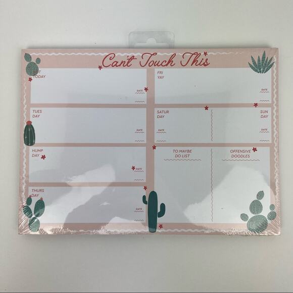 Can't Touch This Cactus Pink and Green Weekly Planner With To-Do List - NWT - Picture 1 of 4